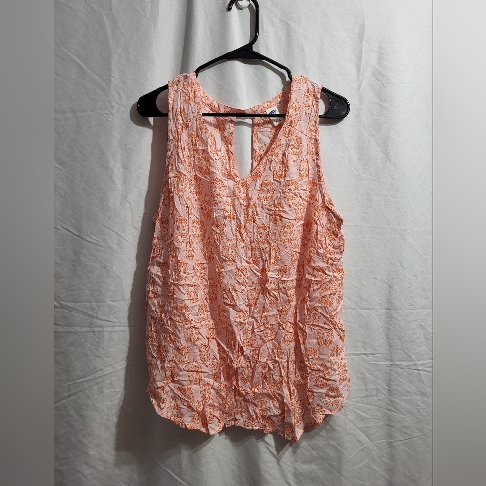 Maternity-Gap Orange Floral Tank Top, Size Large